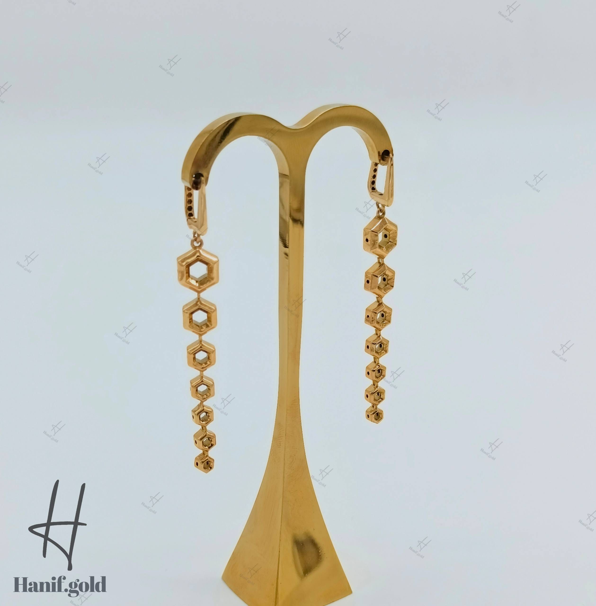photo_۲۰۲۵-۰۹-۰۶_۱۱-۱۶-۵۸ گوشواره طلای آویز بلند طرح کندو - Image 1