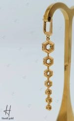 گوشواره طلای آویز بلند طرح کندو - Image 3