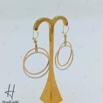گوشواره طلای دو رنگ سفید و رزگلد آویز گرد رویال