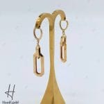 گوشواره طلای زرد آیینه‌ای دو تیکه آویز (گوشواره هرمس)