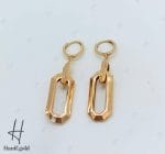 گوشواره طلای زرد آیینه‌ای دو تیکه آویز (گوشواره هرمس) - Image 2