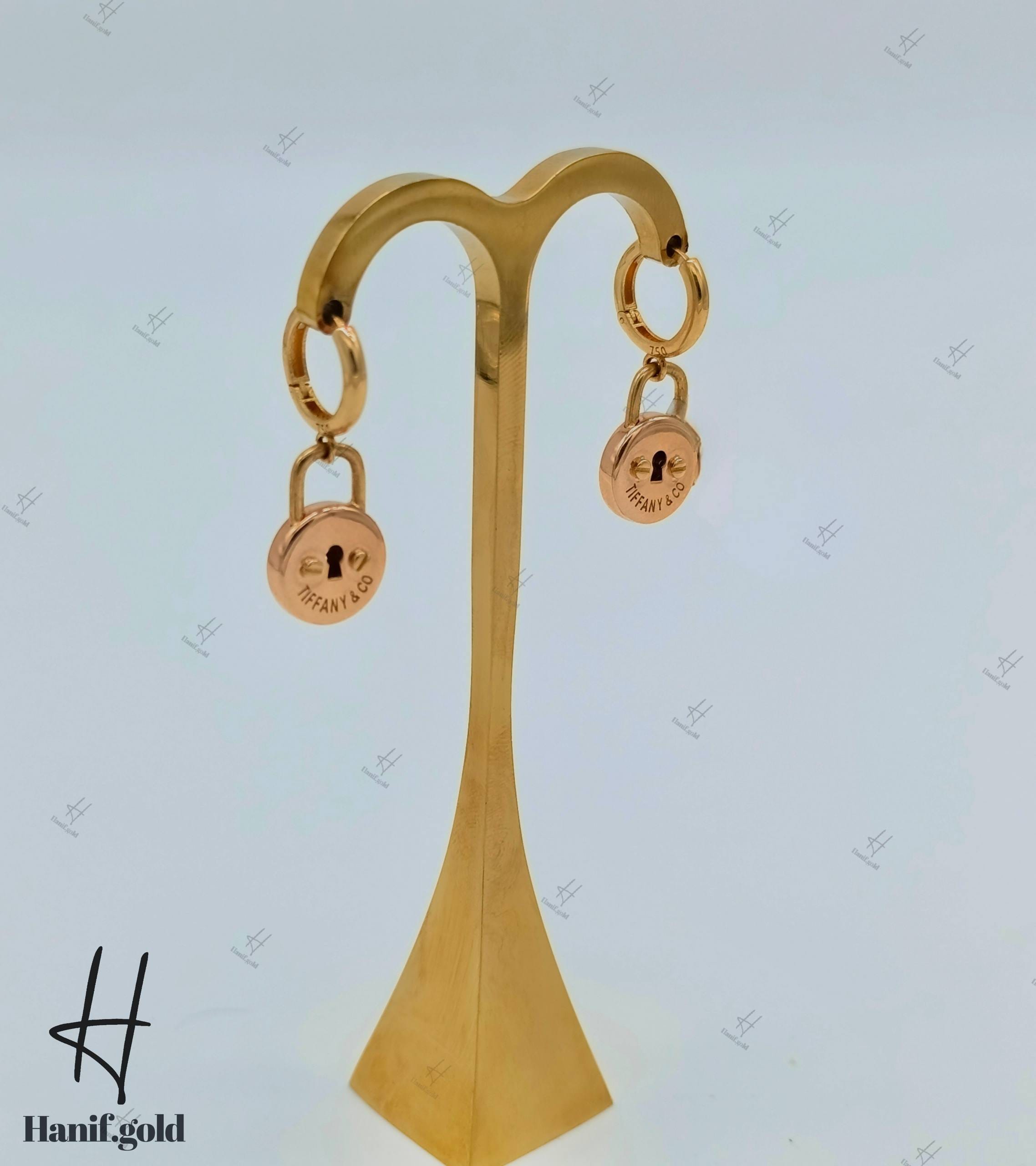 photo_۲۰۲۵-۰۹-۰۷_۱۰-۵۷-۱۹ گوشواره طلای رزگلد قفل تیفانی آویز - Image 1
