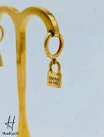 گوشواره طلای زرد آیینه‌ای قفل تیفانی آویز - Image 3