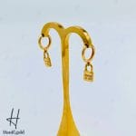 گوشواره طلای زرد آیینه‌ای قفل تیفانی آویز