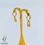 گوشواره طلای زرد آیینه‌ای قفل تیفانی آویز