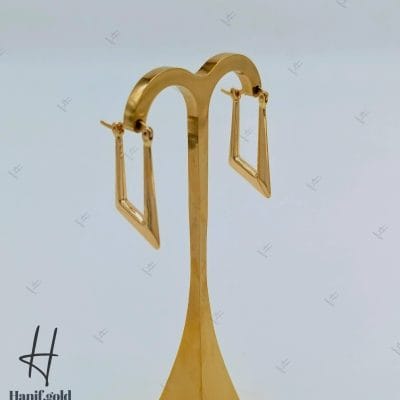 گوشواره طلای زرد آیینه‌ای آریانا با شکل ذوزنقه