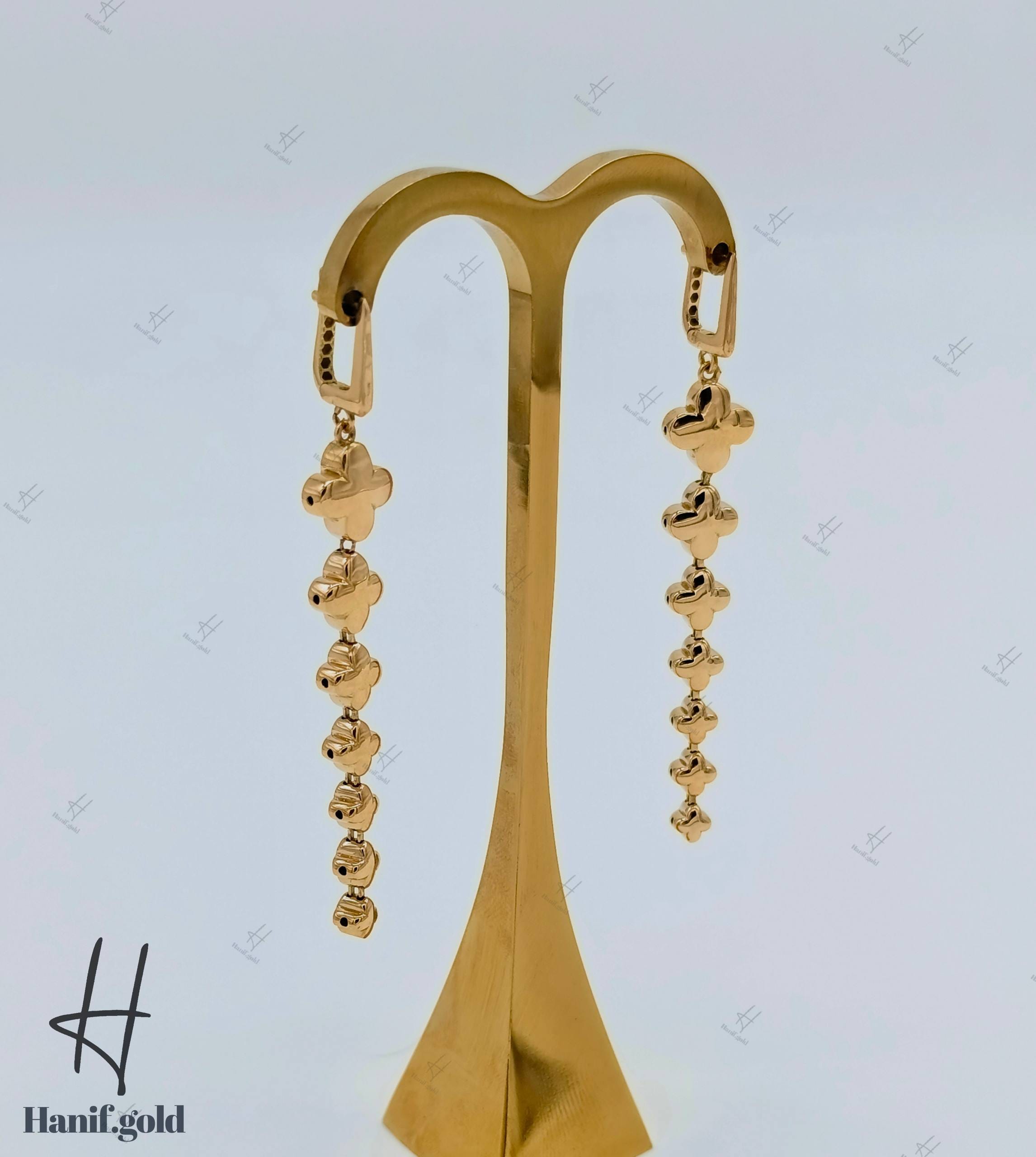 photo_۲۰۲۵-۰۹-۰۸_۱۲-۲۵-۱۱ گوشواره طلای زرد آیینهای نیکا گلد طرح ونکلیف - Image 1