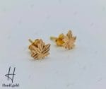 گوشواره طلای میخی تراش طرح برگ لوزی (ماکان گلد) - Image 2