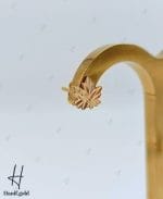 گوشواره طلای میخی تراش طرح برگ لوزی (ماکان گلد) - Image 3