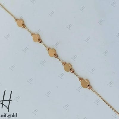 دستبند طلای لخت توپ تراش و دایره (دستبند مانلی)