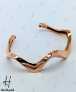 دستبند النگویی طلای رزگلد بنگل موج دار (بنگل آدرین) - Image 2