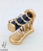 دستبند النگویی طلای سفید ،بنگل موج دار (بنگل آدرین) - Image 3