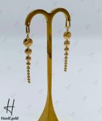گوشواره طلای زرد آیینه‌ای آویز طرح دایره (نیکا گلد)