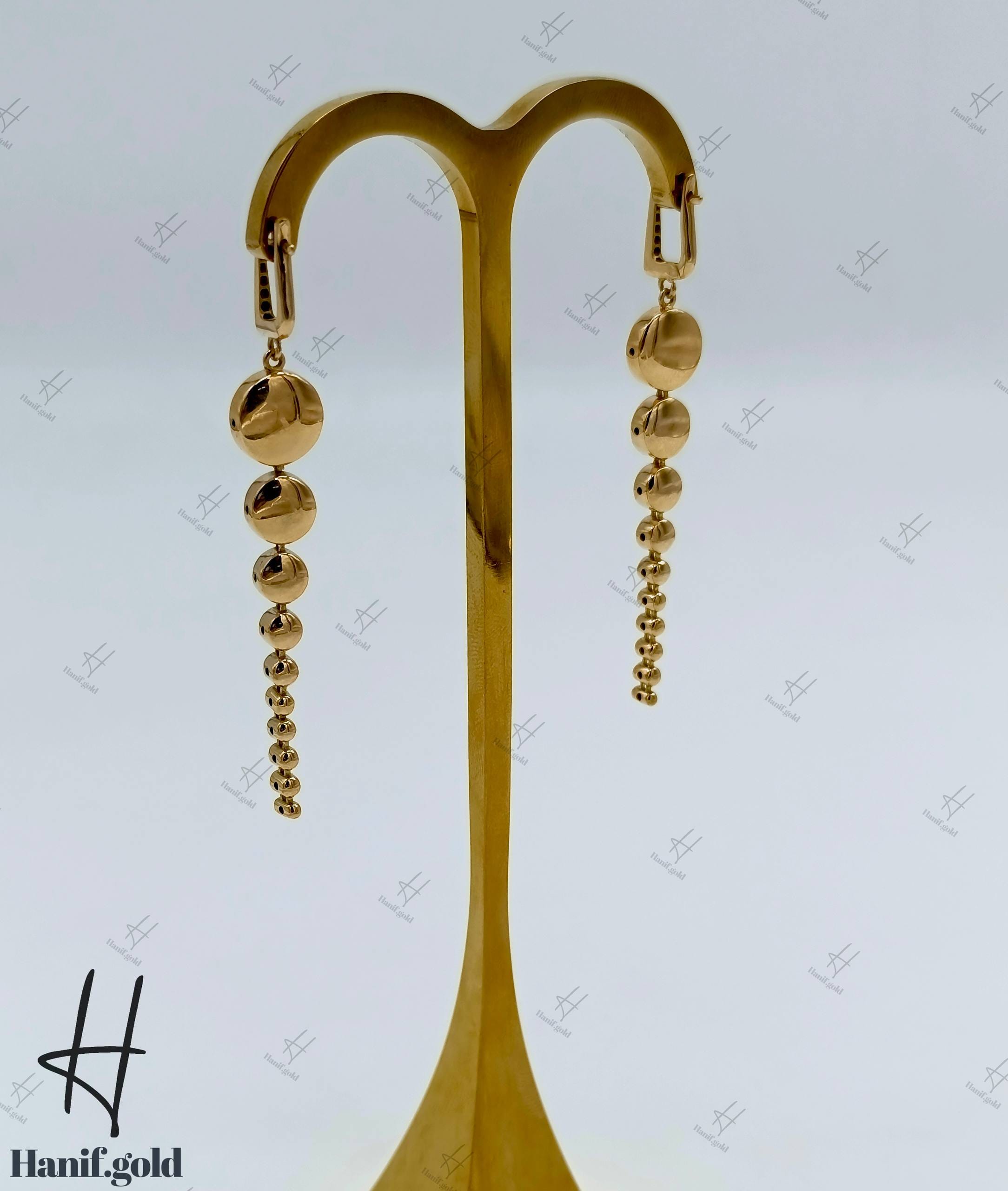 photo_۲۰۲۵-۰۹-۱۷_۱۸-۵۸-۲۰ گوشواره طلای زرد آیینهای آویز طرح دایره (نیکا گلد) - Image 1