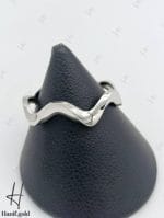 دستبند النگویی طلای سفید ،بنگل موج دار (بنگل آدرین)