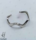 دستبند النگویی طلای سفید ،بنگل موج دار (بنگل آدرین) - Image 2