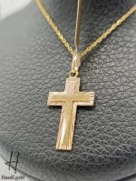 مدال طلای زرد آیینه‌ای و تراش ،صلیب نرمال - Image 3