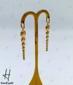 گوشواره طلای زرد آیینه‌ای آویز طرح مربع (نیکا گلد)