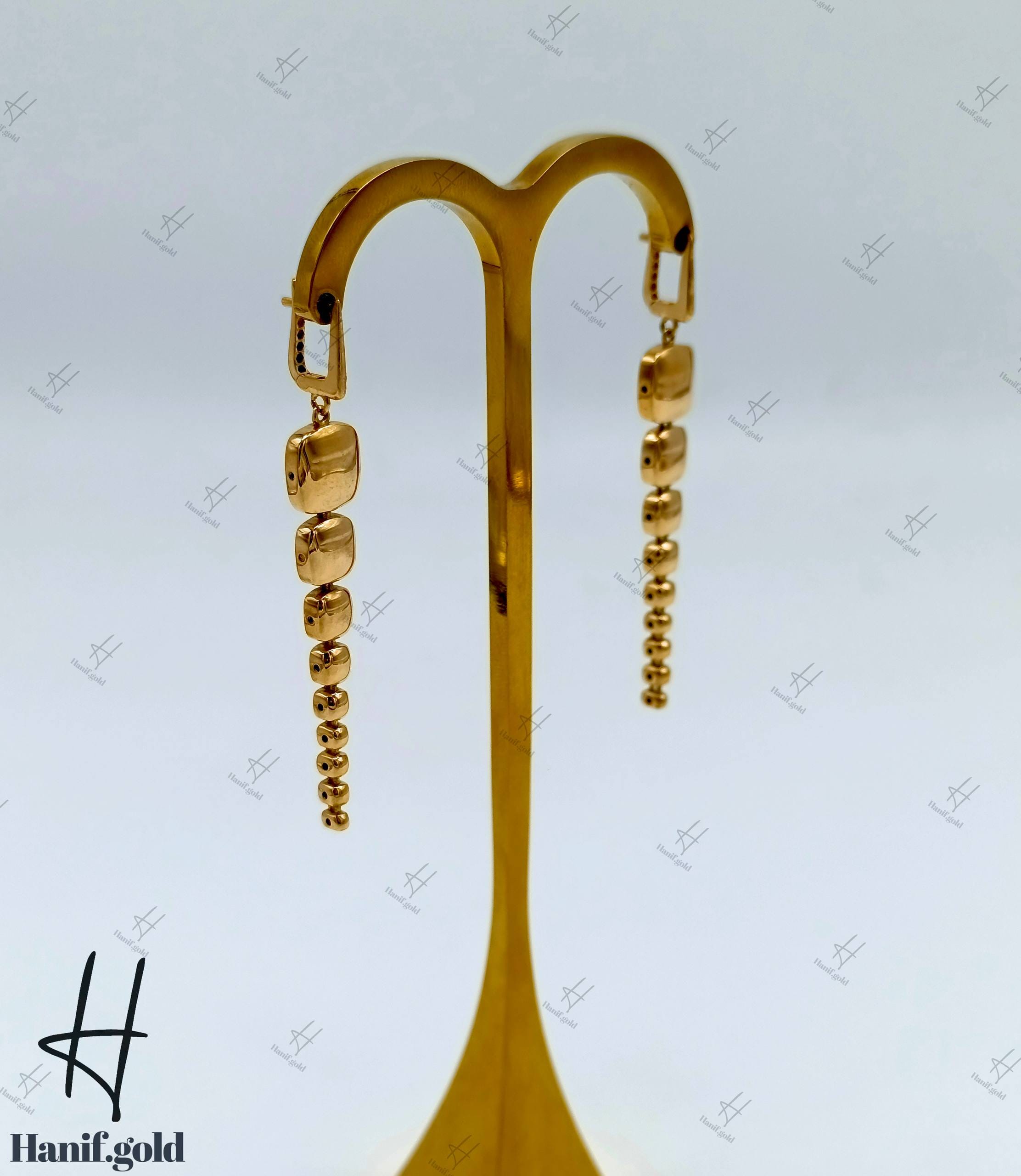 photo_۲۰۲۵-۰۹-۱۷_۱۹-۱۰-۲۸ گوشواره طلای زرد آیینهای آویز طرح مربع (نیکا گلد) - Image 1