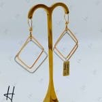 گوشواره طلای آویز دو رنگ،سفید و رزگلد طرح لوزی (گوشواره رویال)