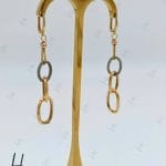 گوشواره طلای آویز سه حلقه با توپ تراش و زنجیر فرد(گوشواره فرد)