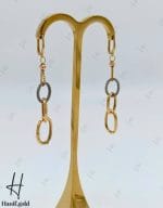گوشواره طلای آویز سه حلقه با توپ تراش و زنجیر فرد(گوشواره فرد)