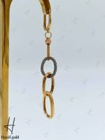 گوشواره طلای آویز سه حلقه با توپ تراش و زنجیر فرد(گوشواره فرد) - Image 3