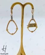 گوشواره طلای آویز با توپ تراش و زنجیر فرد طرح اشک (گوشواره فرد)