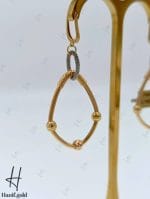 گوشواره طلای آویز با توپ تراش و زنجیر فرد طرح اشک (گوشواره فرد) - Image 2