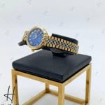 ساعت طلای ژنو بند رولکس دو رنگ با صفحه سورمه‌ای (GENEVE WATCH)