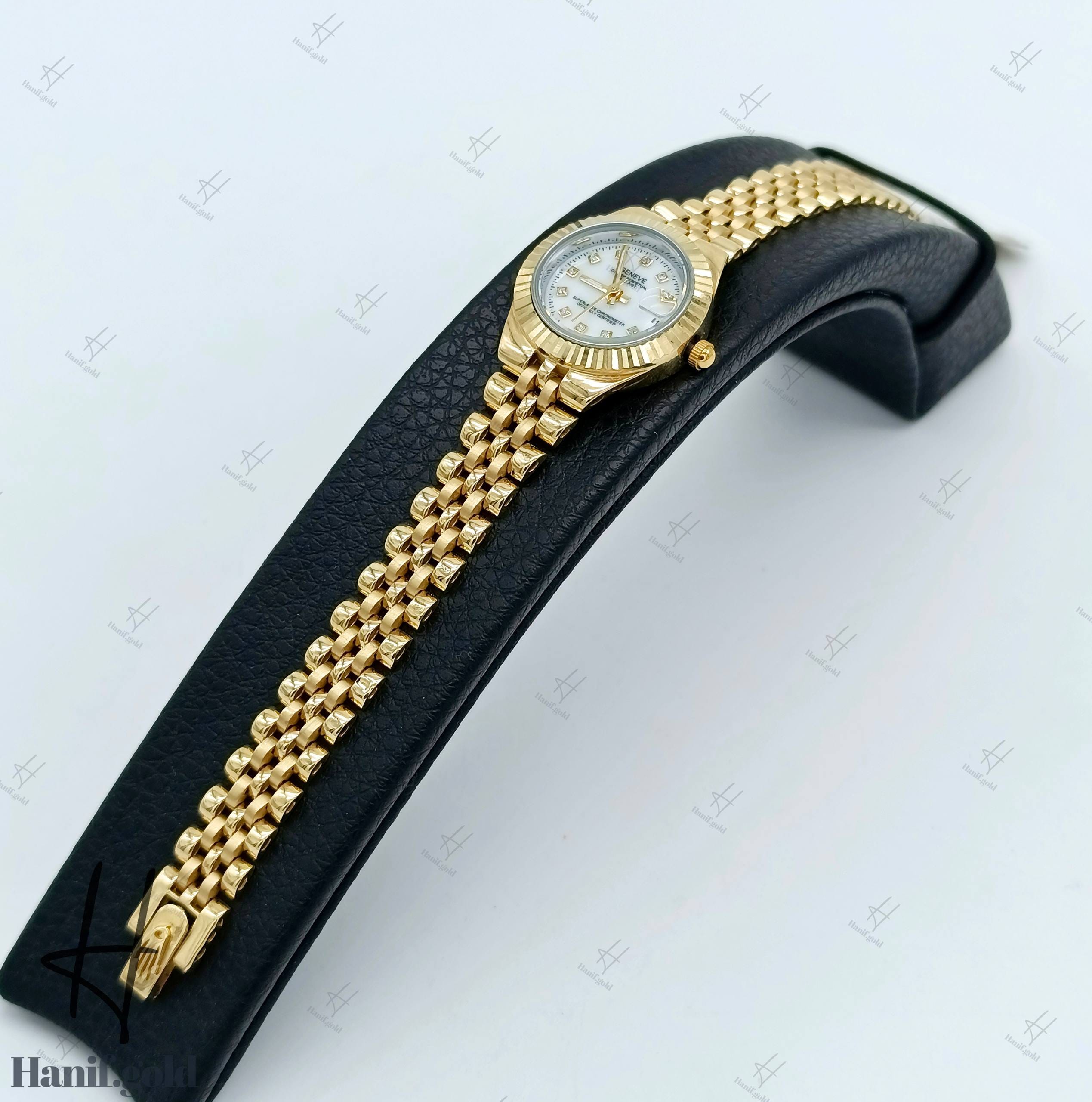 photo_۲۰۲۵-۰۹-۱۸_۱۱-۳۹-۳۳ ساعت طلای زرد آیینهای با صفحه سفید،طرح رولکس - Image 1