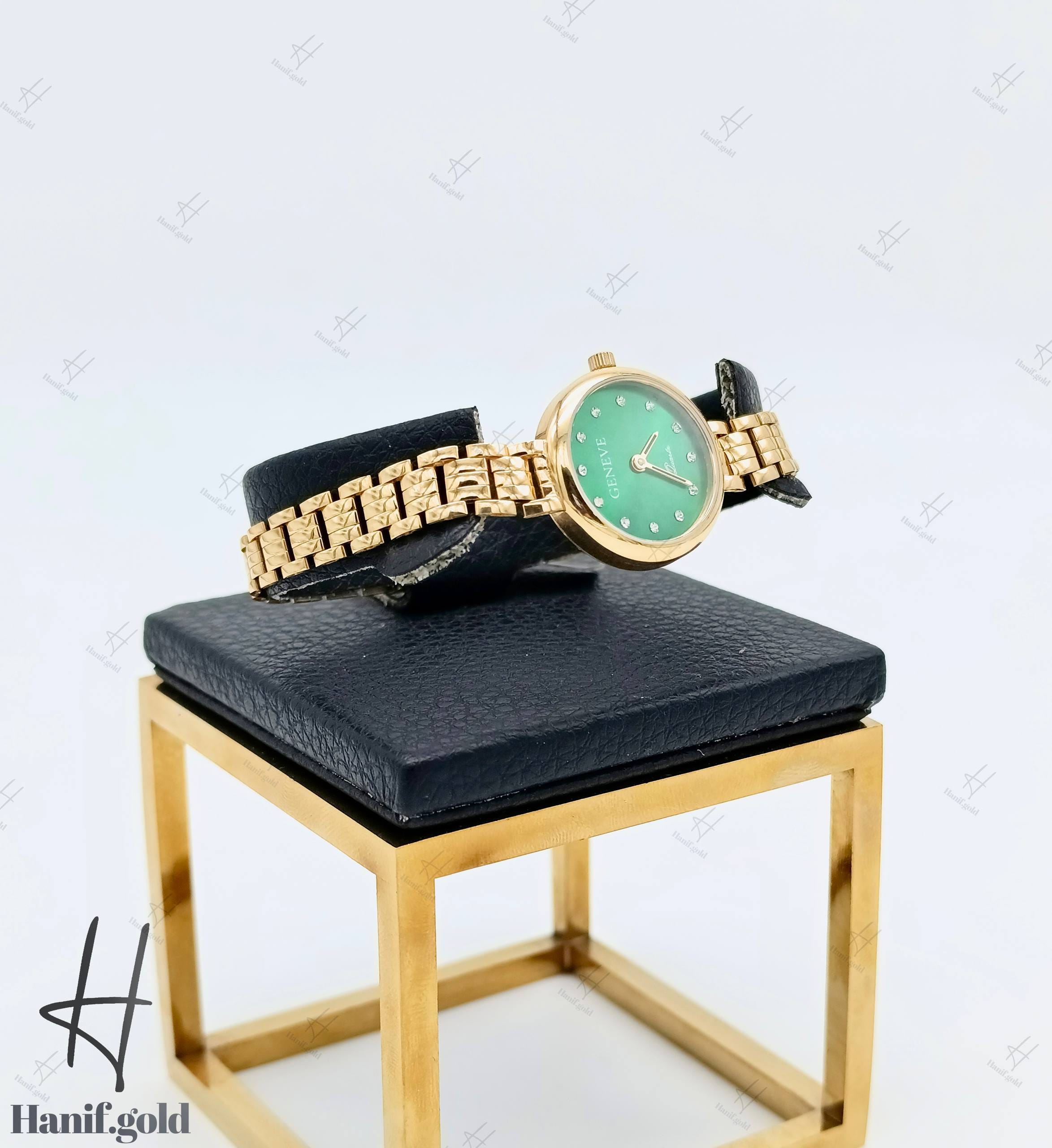 photo_۲۰۲۵-۰۹-۱۸_۱۱-۴۶-۳۲ ساعت طلای ژنو صفحه گرد سبز (GENEVE WATCH) - Image 1