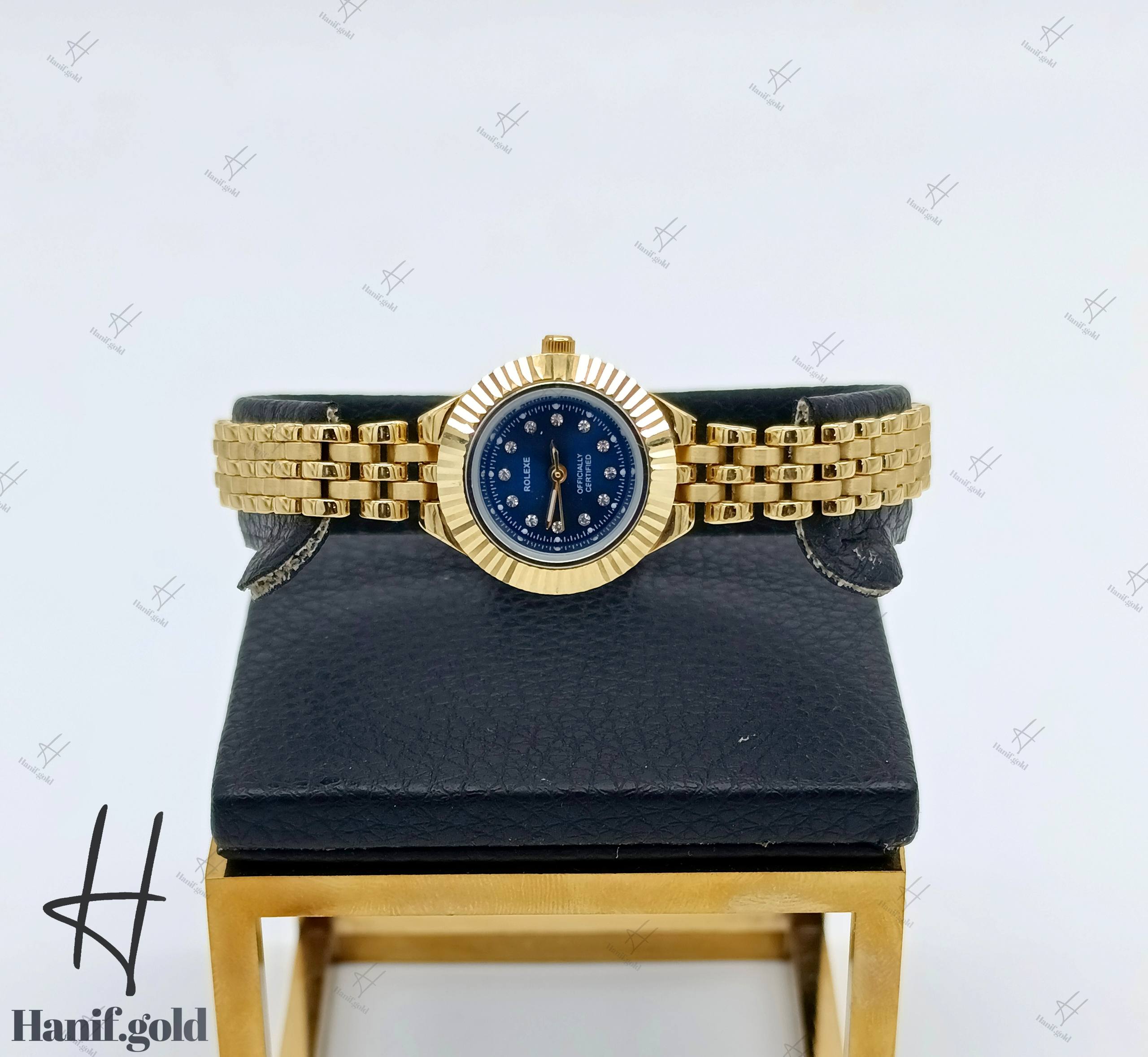 photo_۲۰۲۵-۰۹-۱۸_۱۲-۱۸-۲۵ ساعت طلای زرد مات و براق با صفحه سورمهای ،طرح رولکس - Image 1