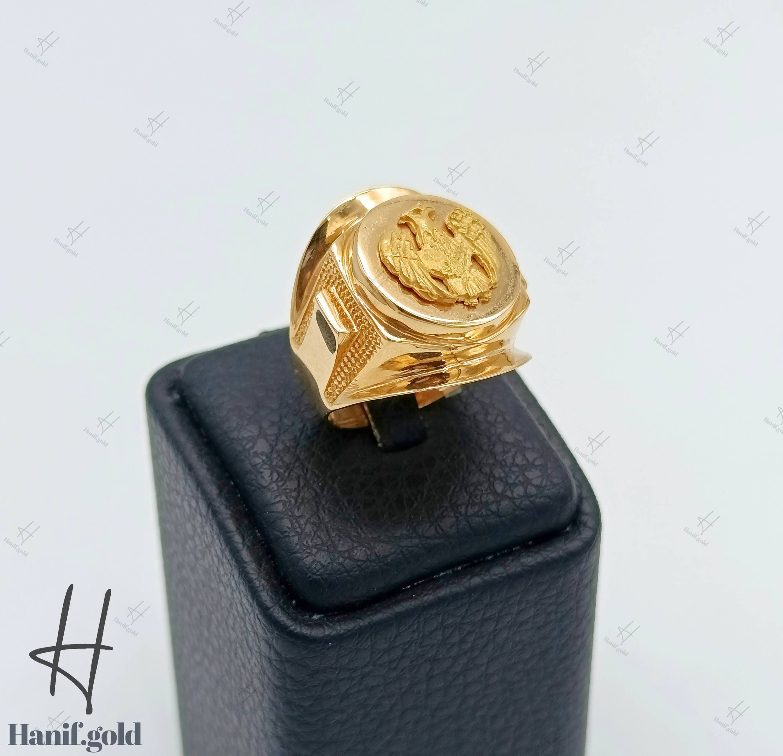 photo_۲۰۲۵-۰۹-۲۰_۱۰-۰۷-۲۲ انگشتر طلای مردانه طرح عقاب دست ساز - Image 1