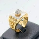 انگشتر طلای مردانه تک نگین با تراش سفید