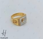 انگشتر طلای مردانه تک نگین با تراش سفید - Image 2