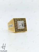 انگشتر طلای مردانه ورساچه تک نگین - Image 3