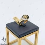 انگشتر طلای مردانه نگین اونیکس با طرح برجسته عقاب