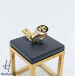 انگشتر طلای مردانه نگین اونیکس با طرح برجسته عقاب