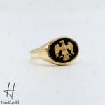 انگشتر طلای مردانه نگین اونیکس با طرح برجسته عقاب - Image 2