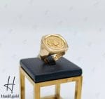 انگشتر طلای مردانه زرد آیینه‌ای ، سکه پهلوی