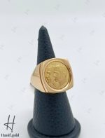 انگشتر طلای مردانه زرد آیینه‌ای ، سکه پهلوی - Image 2