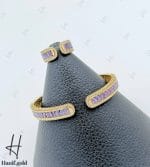 دستبند انگشتر طلای نگین بنفش مکعب (زریاس) - Image 4