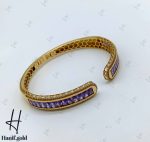 دستبند انگشتر طلای نگین بنفش مکعب (زریاس) - Image 3