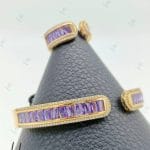 دستبند انگشتر طلای نگین بنفش مکعب (زریاس)