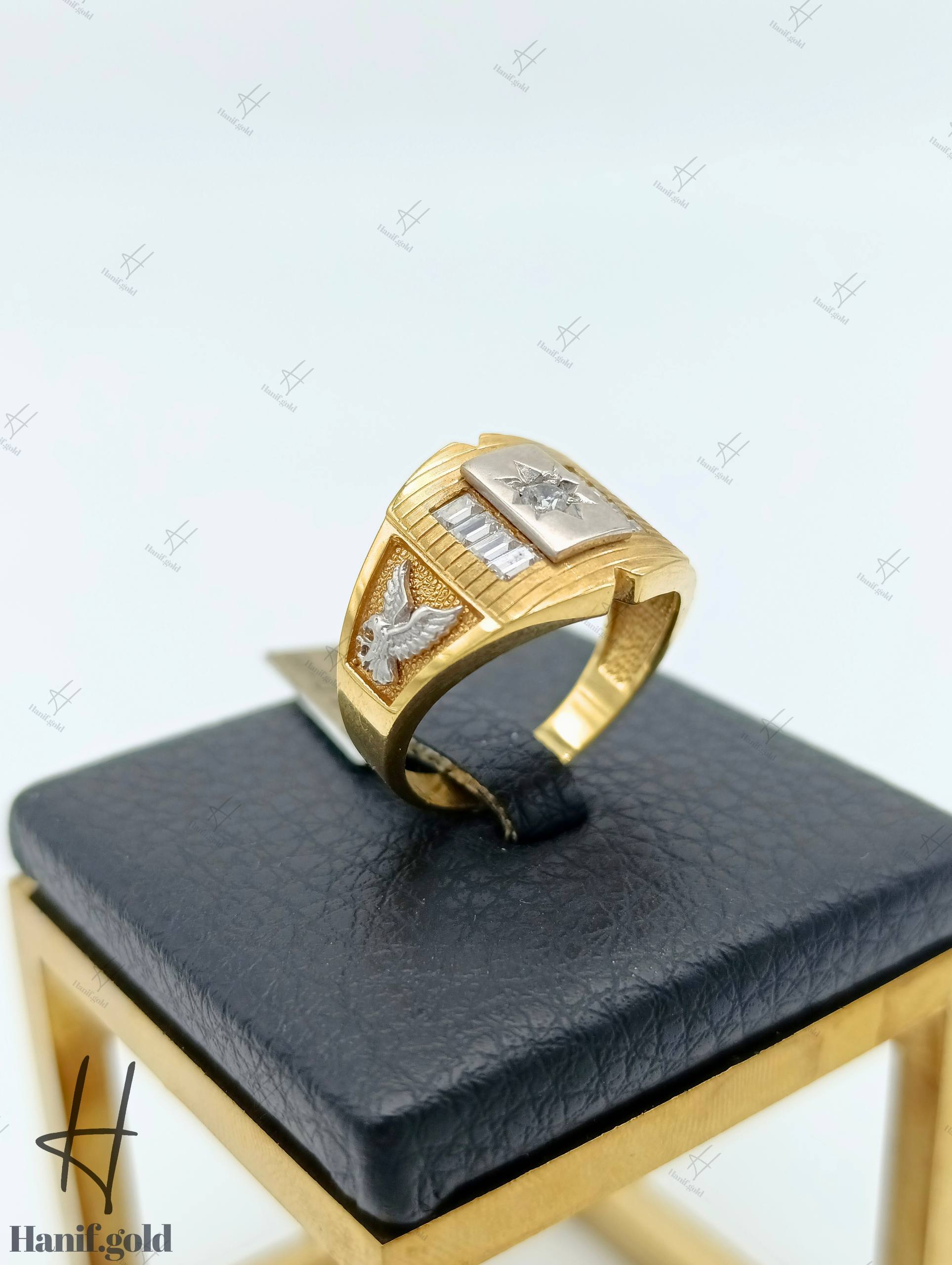 photo_۲۰۲۵-۰۹-۲۱_۱۴-۱۵-۰۶ انگشتر طلای مردانه زرد مات و براق عقاب - Image 1
