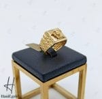 انگشتر طلای مردانه زرد آیینه‌ای ورساچه ،رکاب طرح رولکس