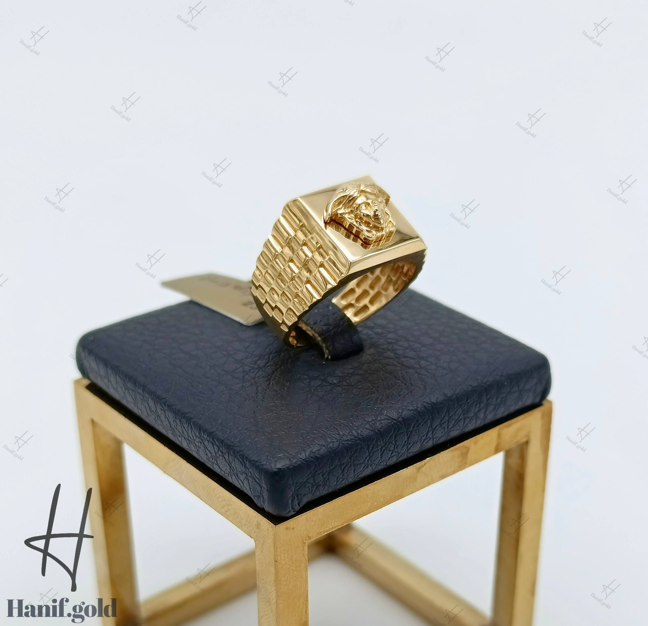 photo_۲۰۲۵-۰۹-۲۱_۱۴-۲۵-۳۵ انگشتر طلای مردانه زرد آیینهای ورساچه ،رکاب طرح رولکس - Image 1