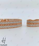 دستبند و انگشتر طلای دو رنگ،سفید و رزگلد رولکس تراش (رولکس آسیا) - Image 3