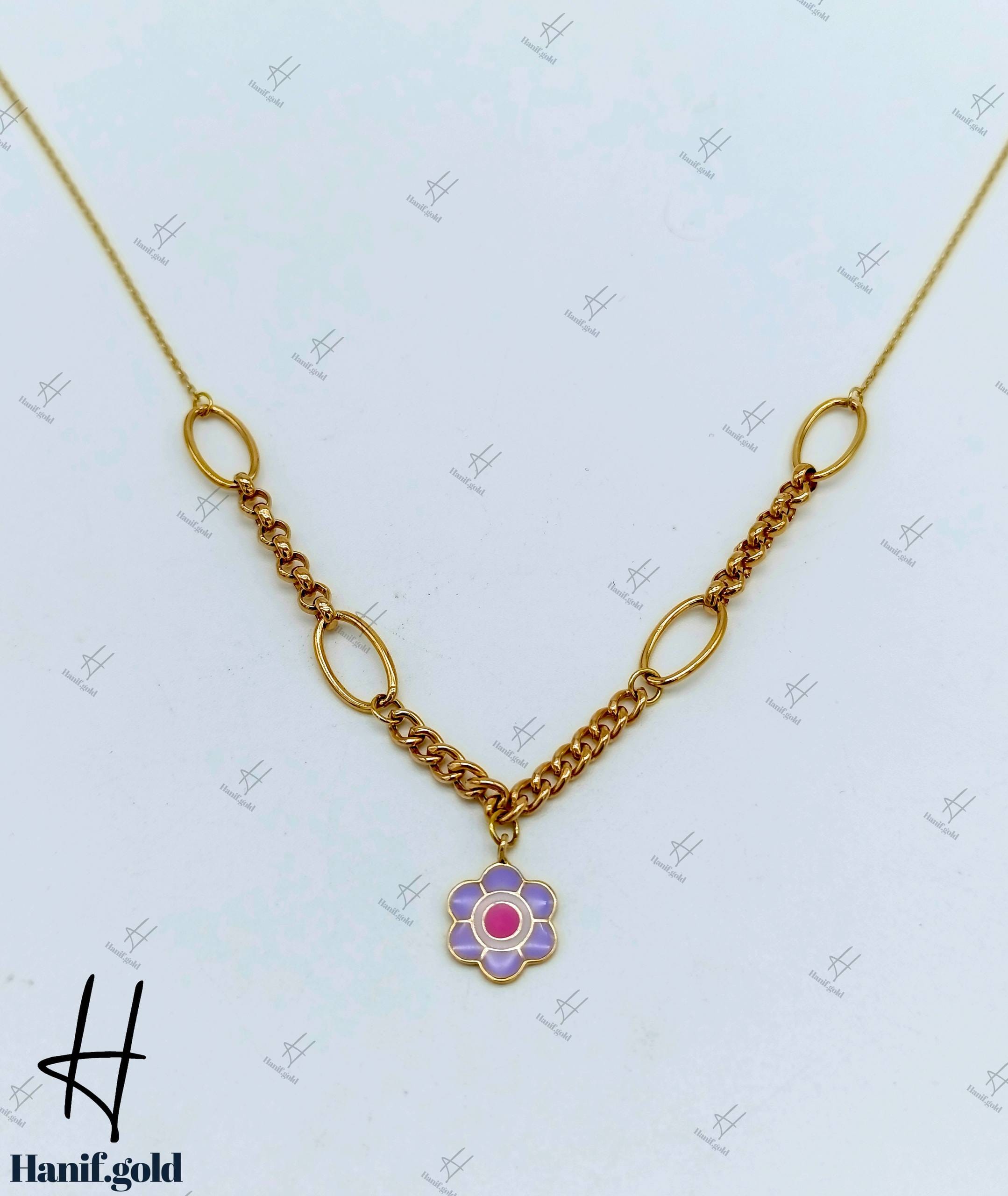 photo_۲۰۲۵-۰۹-۲۱_۱۸-۲۴-۱۸ گردنی طلای گل ۶ پر مینا خور (گردنی رامو) - Image 1